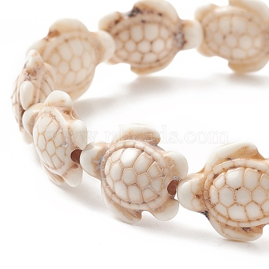 Bracelets extensibles en perles de tortue de mer synthétique teintes pour femmes(BJEW-JB09934-02)-4