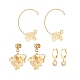 3 Pairs 3 Style Natural Citrine Chips Beaded Cluster Dangle Stud & Leverback Earrings(EJEW-JE04895-02)-1