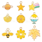 18Pcs 9 Styles Alloy Enamel Pendants, Mixed Shapes, Mixed Color, 13~24x13~19x1.5~6mm, Hole: 1.4~2mm, 2pcs/style(ENAM-YW0006-51)