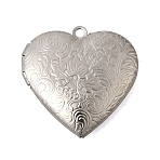 304 Stainless Steel Locket Pendants, Heart with Pattern Charms, Stainless Steel Color, 29x28.5x7mm, Hole: 2.5mm, Inner Diameter: 21.5x20.5mm(STAS-B128-22A-G)