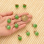 10Pcs Apple Gemstone Charm Pendant Crystal Quartz Healing Natural Stone Pendants Opal Buckle for Jewelry Necklace Earring Making Crafts, Lime Green, 20.5x14.8mm, Hole: 3mm(JX526G)