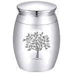 Alloy Cremation Urn Kit, with Disposable Flatware Spoons, Silver Polishing Cloth, Velvet Packing Pouches, Tree of Life Pattern, 40.5x30mm, 1pc(AJEW-CN0001-10M)