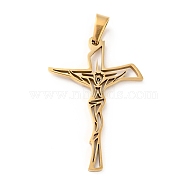 201 Stainless Steel Pendants, Crucifix Cross, Golden, 39.5x26.5x1.5mm, Hole: 6.5x4mm(STAS-E015-12G)