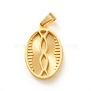 304 Stainless Steel Pendants, Oval, Golden, 34x22x3mm, Hole: 5x7mm(STAS-L241-009G)