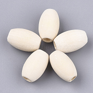 Unfinished Natural Wooden Beads, Egg Shaped Rugby Wood Beads, Oval, Old Lace, 18.5~19x12mm, Hole: 4.5mm(WOOD-S053-02)