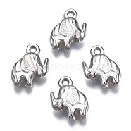 CCB Plastic Pendants, Elephant Shape, Platinum, 15.5x12x4.5mm, Hole: 1.6mm, about 1060pcs/500g(CCB-T011-46P)