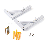 Iron Folding Shelf Brackets, with Plastic Plus & Iron Screws, White, 1.6~20x0.65~3.7x0.65~2.4cm, 20pcs/set(SW-TAC0001-11B)