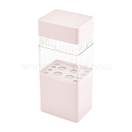 ABS with Plastic Cosmetic Brush Storage Container, Rectangle, Pink, 105x80x220mm(AJEW-WH0168-18B)