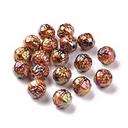 UV Plating Rainbow Iridescent Acrylic Beads, with Gold Foil, Bud, Sienna, 15x16x16mm, Hole: 3mm(PACR-H003-03)