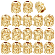 18Pcs Alloy Bead, Buddha Head, Real 18K Gold Plated, 11x9x8mm, Hole: 1.5mm(PALLOY-BC0001-14)