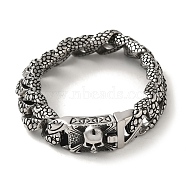 304 Stainless Steel Skull Cuban Link Chain Bracelets for Women Men, Antique Silver, 9-1/2 inch(24cm)(BJEW-Q341-05C-AS)