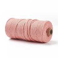 Cotton String Threads for Crafts Knitting Making, Pink, 3mm, about 109.36 Yards(100m)/Roll(KNIT-PW0001-01-30)