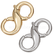 10Pcs 2 Colors Brass Double Opening Lobster Claw Clasps, for Jewelry Making Findings, Long-Lasting Plated, Mixed Color, 18x10x5mm, Hole: 5mm and 5.5mm, 5 pcs/color(KK-CN0002-03)