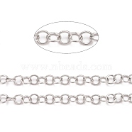 304 Stainless Steel Rolo Chains, Belcher Chains, Unwelded, with Spool, Stainless Steel Color, 8x1mm, about 32.8 Feet(10m)/roll(CHS-F011-08E-P)