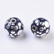 Handmade Indonesia Beads, with Metal Findings, Round, Black, 24mm, Hole: 3.5mm(IPDL-E009-D01)