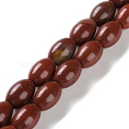 Natural Red Jasper Beads Strands, Rice, 9x6mm, Hole: 1mm, about 44pcs/strand, 15.94 inch(40.5cm)(G-I369-B12-01)