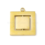 304 Stainless Steel Turnable Pendants, Square Charm, Golden, 25.5x21.5x2mm, Hole: 2.5mm(STAS-G297-11G)