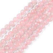 Natural Rose Quartz Beads Strands, Faceted, Round, 4mm, Hole: 0.8mm, about 87pcs/strand, 14.96~15.12 inch(38~38.4cm)(G-G0003-D01)