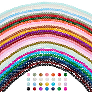 Elite 28 Stands 28 Colors Glass Imitation Jade Beads, Round, Mixed Color, 8.5x7.5mm, Hole: 1.8mm, about 100pcs/strand, 29.13''(74cm), 1 Strand/color(GLAA-PH0002-87)