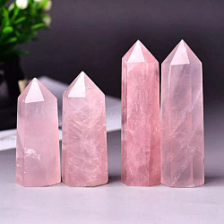 Tower Natural Rose Quartz Healing Stone Wands, for Reiki Chakra Meditation Therapy Decos, Hexagon Prism, 60~70mm(PW-WG74147-03)