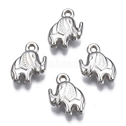 CCB Plastic Pendants, Elephant Shape, Platinum, 15.5x12x4.5mm, Hole: 1.6mm, about 1060pcs/500g(CCB-T011-46P)