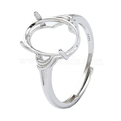 Adjustable 925 Sterling Silver Ring Components, For Half Drilled Beads, Real Platinum Plated, 2~4mm, Inner Diameter: 17.8mm(STER-K179-22P)