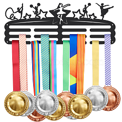 Sports Theme Iron Medal Hanger Holder Display Wall Rack, with Screws, Gymnastics Pattern, 150x400mm(ODIS-WH0021-505)