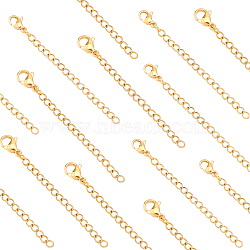 304 Stainless Steel Chain Extender, with Lobster Claw Clasp, Golden, 60~65.5mm, Link: 4x2.8x0.5mm, Clasp: 9.3~11x6.3~7x3.3~3.5mm, 30pcs/box(STAS-UN0014-63G)