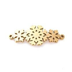 Ion Plating(IP) 304 Stainless Steel Link Connectors, Laser Cut, Snowflake, Golden, 11x28.5x1.5mm, Hole: 1.2mm(STAS-T059-17G)