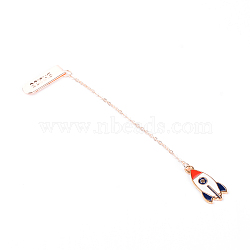 Zinc Alloy Bookmarks, with Enamel Rocket Pendants, for DIY Bookmark Making, Golden & Rose Gold, 133mm(AJEW-TAC0027-03)