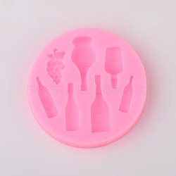 Bottle Design DIY Food Grade Silicone Molds, Fondant Molds, For DIY Cake Decoration, Chocolate, Candy, UV Resin & Epoxy Resin Jewelry Making, Random Single Color or Random Mixed Color, 69x10mm, Inner Size: 22~36x6~15mm(AJEW-L054-26)