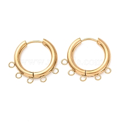 304 Stainless Steel Hoop Earring Findings, Round, with 5-Loops, Ion Plating(IP), Long-Lasting Plated, Golden, 21x23x3mm, Hole: 1.8mm(STAS-D183-02G-G)