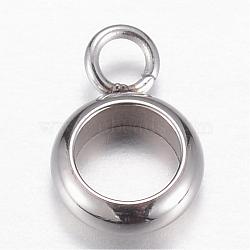 303 Stainless Steel Hangers Link, Round, Stainless Steel Color, 9x6x2mm, Hole: 1.5mm, inner diameter: 4mm(STAS-P051-24)