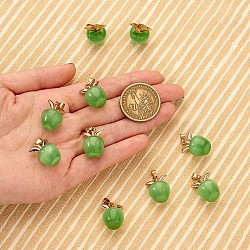 10Pcs Apple Gemstone Charm Pendant Crystal Quartz Healing Natural Stone Pendants Opal Buckle for Jewelry Necklace Earring Making Crafts, Lime Green, 20.5x14.8mm, Hole: 3mm(JX526G)