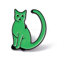 Cat Initial Letter Enamel Pin, Electrophoresis Black Alloy Cartoon Brooch for Backpack Clothes, Letter.D, 29.5x24x2mm, Pin: 1.2mm(JEWB-A005-27-D)