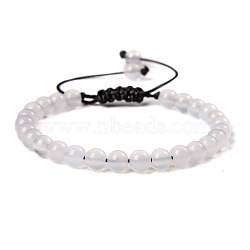 Natural Quartz Crystal Round Bead Adjustable Braided Bracelets, 6mm(UO3136-28)