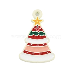 Christmas Theme Spray Painted Alloy Enamel Pendants, Christmas Tree, 24x15.5x1.5mm, Hole: 1.8mm(ENAM-Z020-01H)