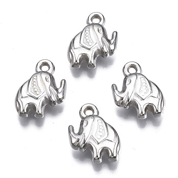 CCB Plastic Pendants, Elephant Shape, Platinum, 15.5x12x4.5mm, Hole: 1.6mm, about 1060pcs/500g