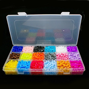 18 Random Color PE DIY Melty Beads Fuse Beads Refills for Kids, Tube, Mixed Color, 5x5mm, Hole: 3mm, about 13g/compartment, about 3500pcs/box