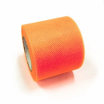 Deco Mesh Ribbons, Tulle Fabric, Tulle Roll Spool Fabric For Skirt Making, Dark Orange, 2 inch(5cm), about 25yards/roll(22.86m/roll)