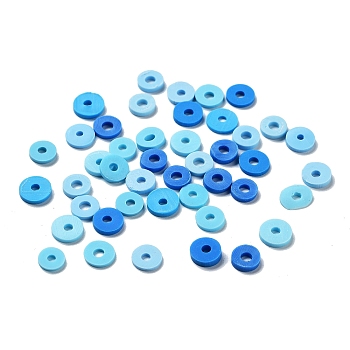 Eco-Friendly Handmade Polymer Clay Beads, Disc/Flat Round, Heishi Beads, Light Sky Blue, 6x0.8~1mm, Hole: 1.8mm
