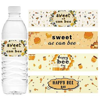 CREATCABIN 1 Bag Self-Adhesive Plastic Labels Stickers, for Package, Rectangle, Bees Pattern, 50x216mm, 25pcs/style, 100pcs