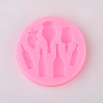 Bottle Design DIY Food Grade Silicone Molds, Fondant Molds, For DIY Cake Decoration, Chocolate, Candy, UV Resin & Epoxy Resin Jewelry Making, Random Single Color or Random Mixed Color, 69x10mm, Inner Size: 22~36x6~15mm