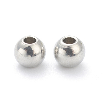 202 Stainless Steel Beads, Round, Stainless Steel Color, 3x2.5mm, Hole: 1mm