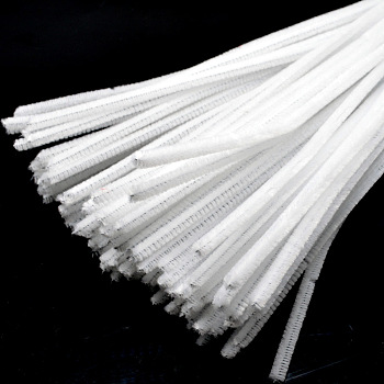 DIY Plush Sticks, Chenille Stems, Pipe Cleaners, Kid Craft Material Doll Making, White, 300x6mm, about 98~100pcs/bag