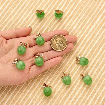 10Pcs Apple Gemstone Charm Pendant Crystal Quartz Healing Natural Stone Pendants Opal Buckle for Jewelry Necklace Earring Making Crafts, Lime Green, 20.5x14.8mm, Hole: 3mm