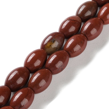 Natural Red Jasper Beads Strands, Rice, 9x6mm, Hole: 1mm, about 44pcs/strand, 15.94 inch(40.5cm)