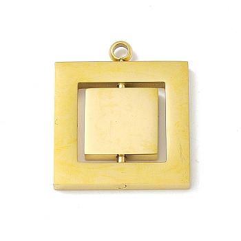 304 Stainless Steel Turnable Pendants, Square Charm, Golden, 25.5x21.5x2mm, Hole: 2.5mm
