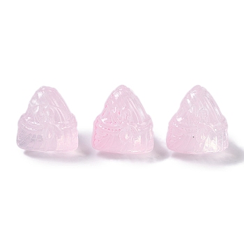 Baking Paint Glass Beads, Triangular Zongzi, Pearl Pink, 15.5~16x15x14mm, Hole: 1.2mm