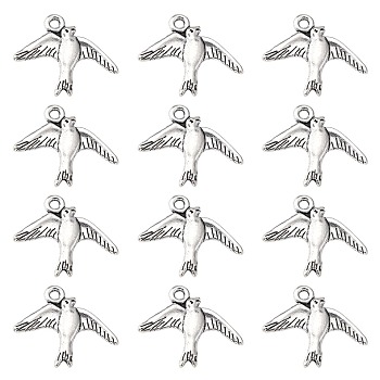 Alloy Pendants, Lead Free and Cadmium Free, Bird, Antique Silver, 17.5mm long, 22.5mm wide, 1.5mm thick, hole: 2mm